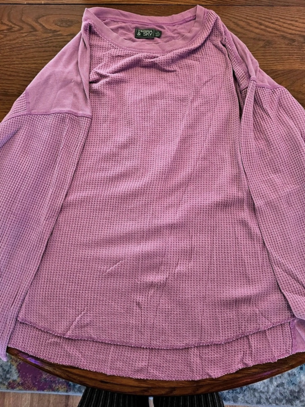Terra & Sky Long Sleeve Textured Top in Pink Like New 2X